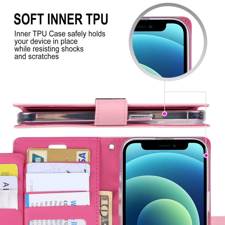 For iPhone 13 GOOSPERY RICH DIARY Crazy Horse Texture Horizontal Flip Leather Case with Holder & Card Slots & Wallet(Pink) - HoMEdemic™ 