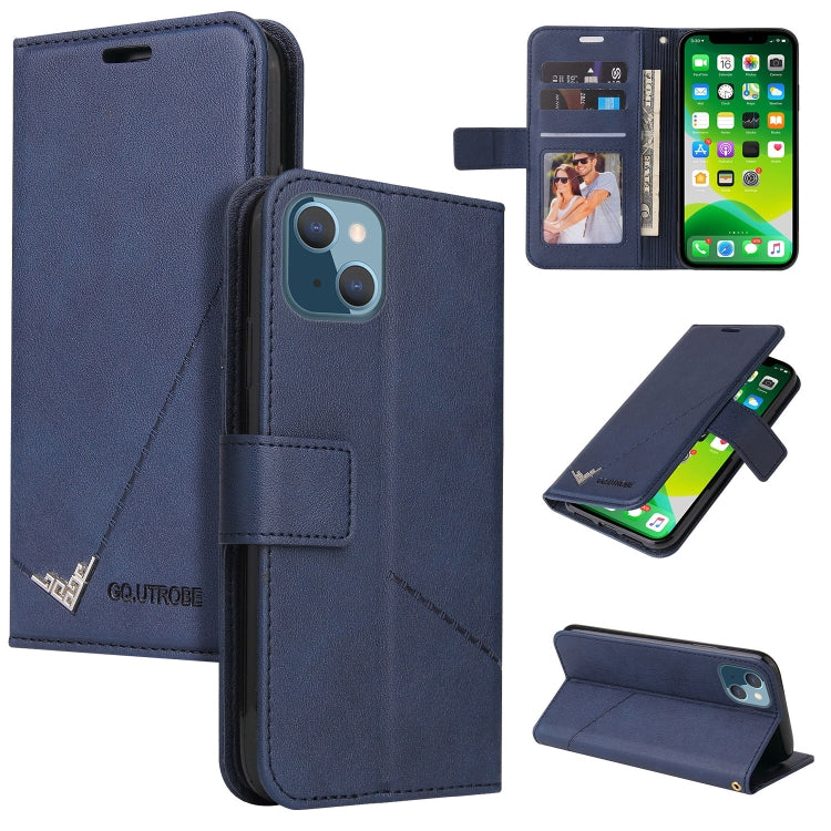 For iPhone 13 GQUTROBE Right Angle Leather Phone Case(Blue) - HoMEdemic™ 