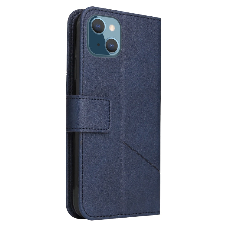 For iPhone 13 GQUTROBE Right Angle Leather Phone Case(Blue) - HoMEdemic™ 
