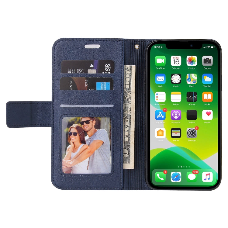For iPhone 13 GQUTROBE Right Angle Leather Phone Case(Blue) - HoMEdemic™ 