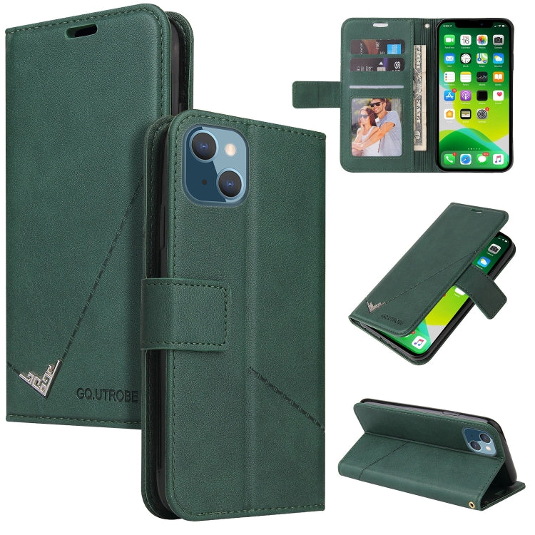 For iPhone 13 GQUTROBE Right Angle Leather Phone Case(Green) - HoMEdemic™ 