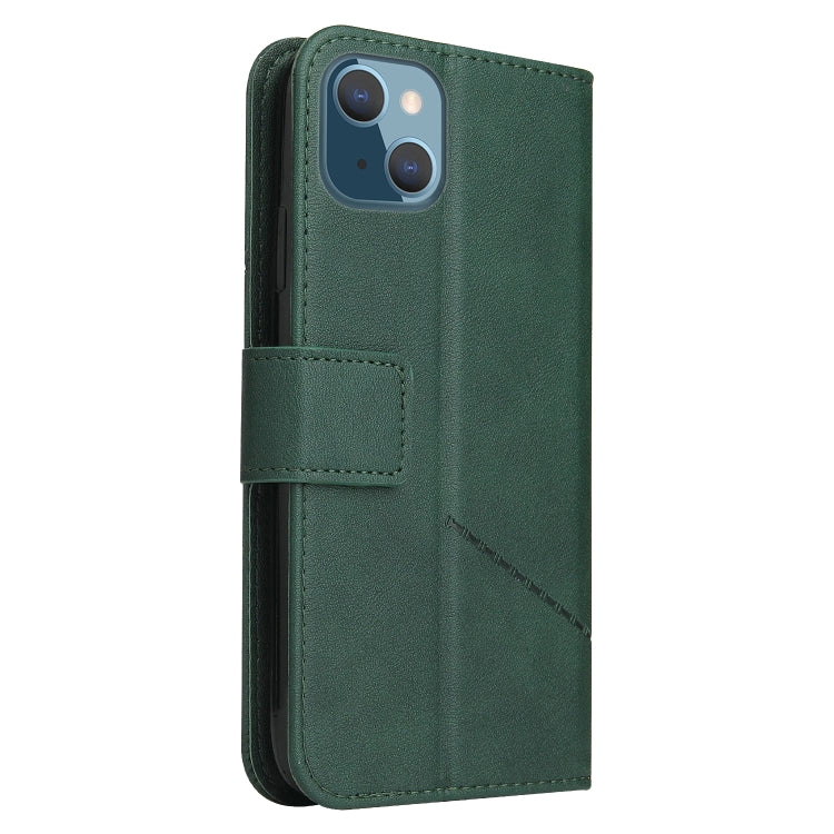 For iPhone 13 GQUTROBE Right Angle Leather Phone Case(Green) - HoMEdemic™ 
