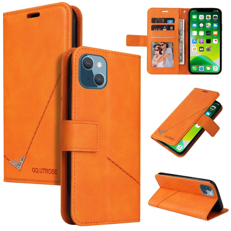 For iPhone 13 GQUTROBE Right Angle Leather Phone Case(Orange) - HoMEdemic™ 