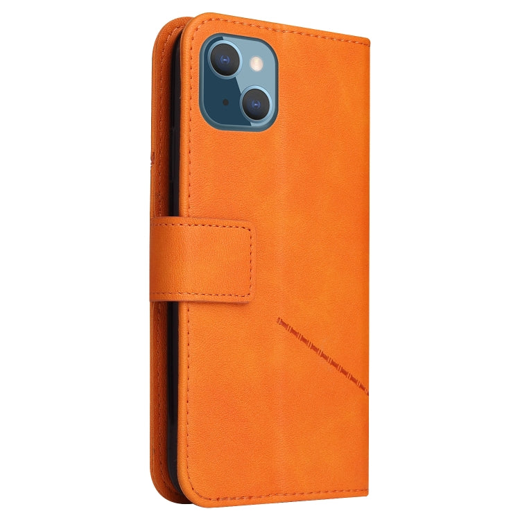 For iPhone 13 GQUTROBE Right Angle Leather Phone Case(Orange) - HoMEdemic™ 