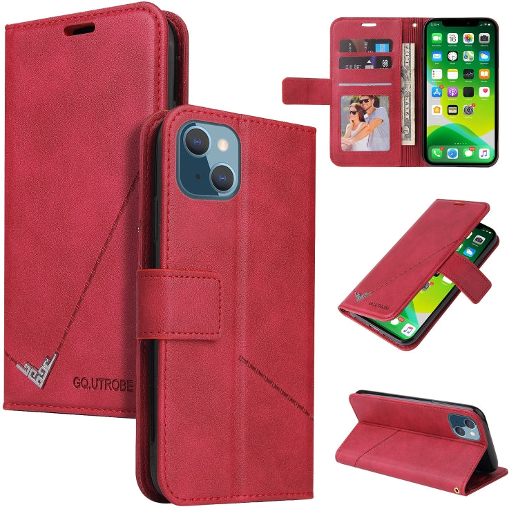 For iPhone 13 GQUTROBE Right Angle Leather Phone Case(Red) - HoMEdemic™ 