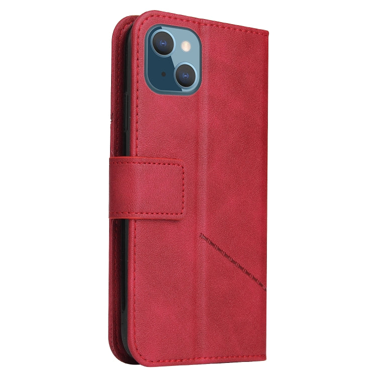For iPhone 13 GQUTROBE Right Angle Leather Phone Case(Red) - HoMEdemic™ 
