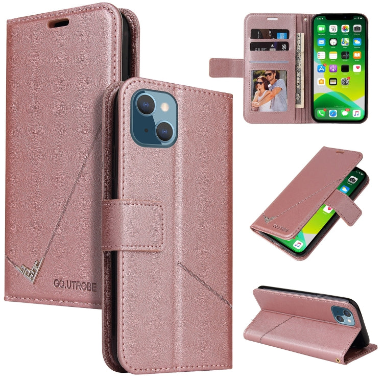 For iPhone 13 GQUTROBE Right Angle Leather Phone Case(Rose Gold) - HoMEdemic™ 
