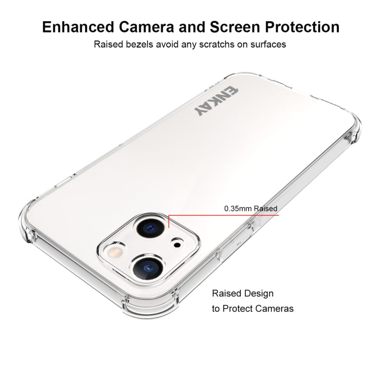 For iPhone 13 Hat-Prince ENKAY Clear TPU Shockproof Soft Case Drop Protection Cover + Clear HD Tempered Glass Protector Film - HoMEdemic™ 