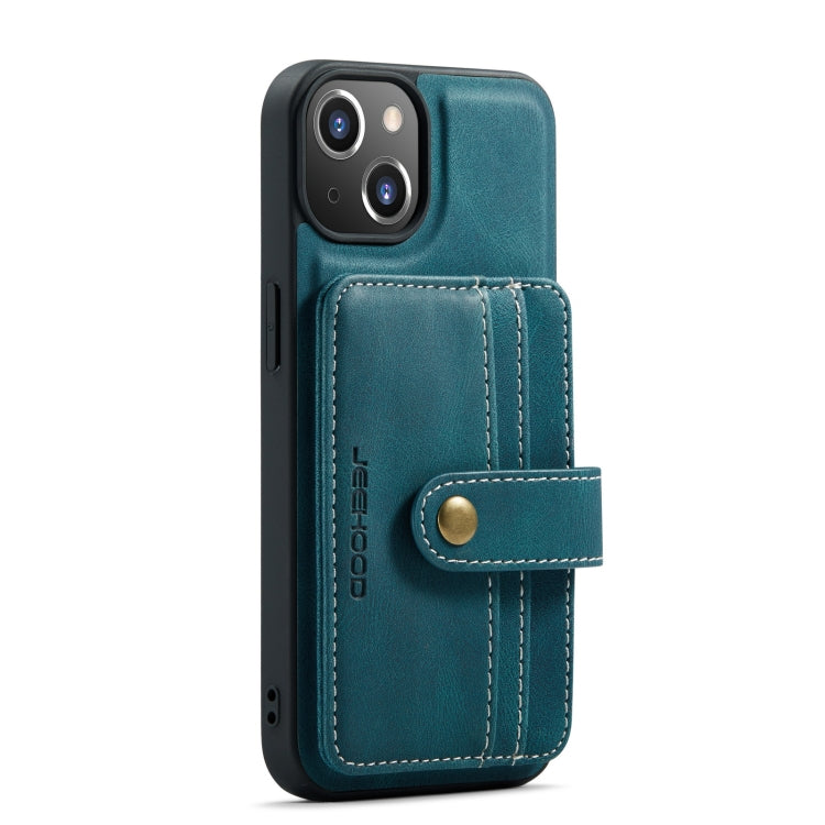 For iPhone 13 JEEHOOD Anti-theft Brush Magnetic PU + TPU Protective Case with Card Slot(Blue) - HoMEdemic™ 