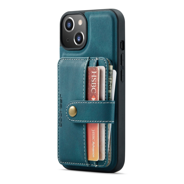 For iPhone 13 JEEHOOD Anti-theft Brush Magnetic PU + TPU Protective Case with Card Slot(Blue) - HoMEdemic™ 