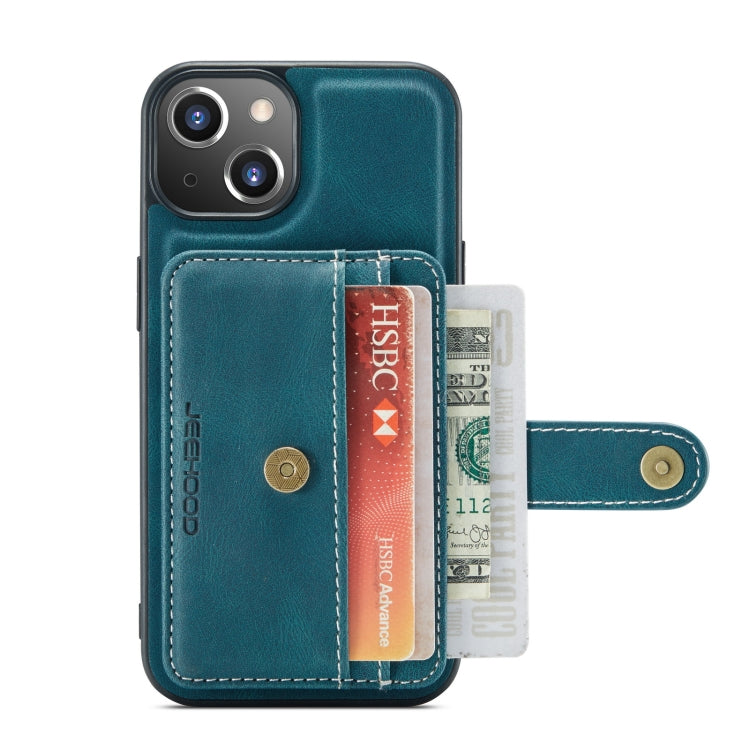 For iPhone 13 JEEHOOD Anti-theft Brush Magnetic PU + TPU Protective Case with Card Slot(Blue) - HoMEdemic™ 
