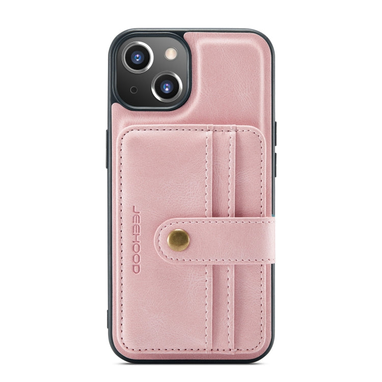 For iPhone 13 JEEHOOD Anti-theft Brush Magnetic PU + TPU Protective Case with Card Slot(Pink) - HoMEdemic™ 