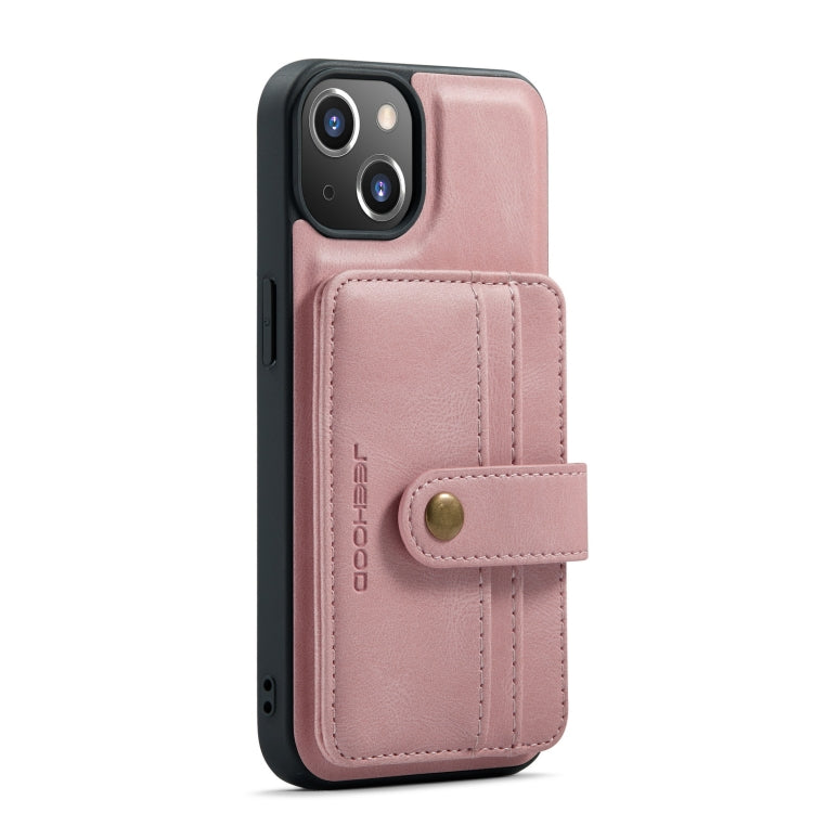 For iPhone 13 JEEHOOD Anti-theft Brush Magnetic PU + TPU Protective Case with Card Slot(Pink) - HoMEdemic™ 