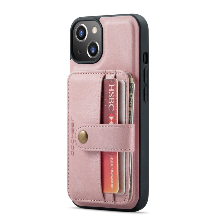 For iPhone 13 JEEHOOD Anti-theft Brush Magnetic PU + TPU Protective Case with Card Slot(Pink) - HoMEdemic™ 