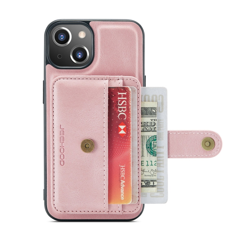 For iPhone 13 JEEHOOD Anti-theft Brush Magnetic PU + TPU Protective Case with Card Slot(Pink) - HoMEdemic™ 