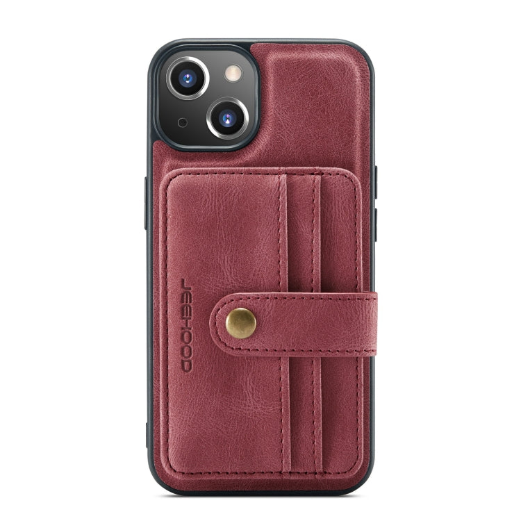 For iPhone 13 JEEHOOD Anti-theft Brush Magnetic PU + TPU Protective Case with Card Slot(Red) - HoMEdemic™ 