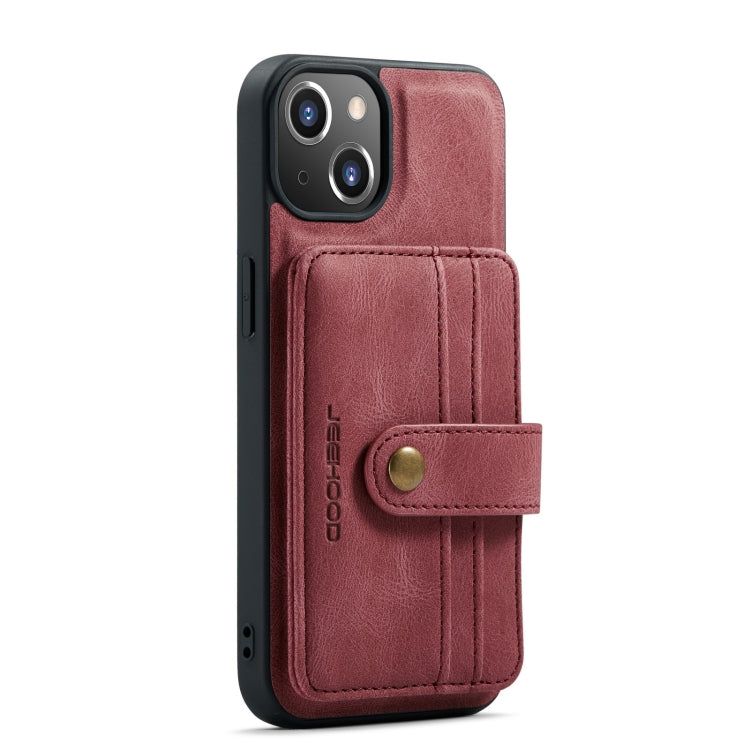 For iPhone 13 JEEHOOD Anti-theft Brush Magnetic PU + TPU Protective Case with Card Slot(Red) - HoMEdemic™ 