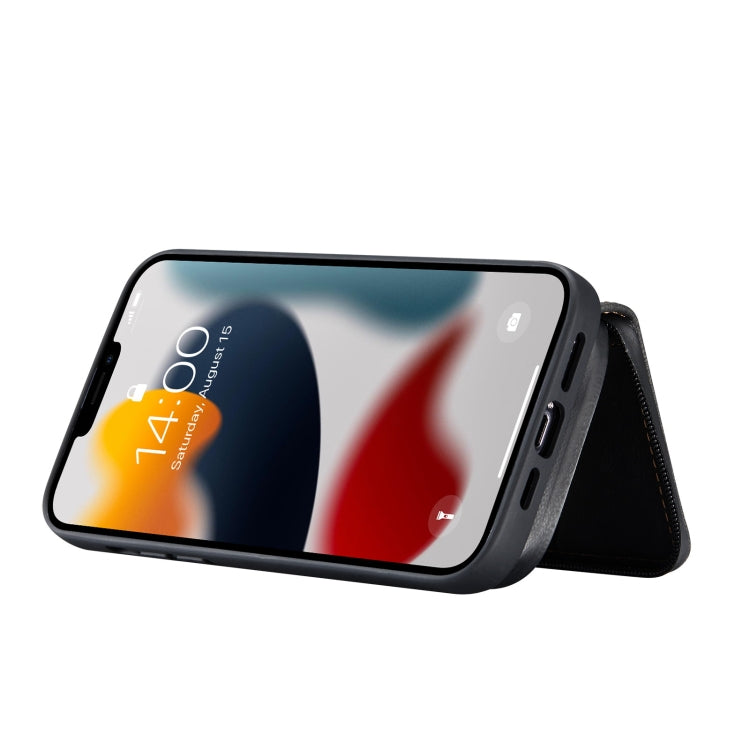 For iPhone 13 JEEHOOD Magnetic Zipper Horizontal Flip Leather Case with Holder & Card Slot & Wallet(Black) - HoMEdemic™ 
