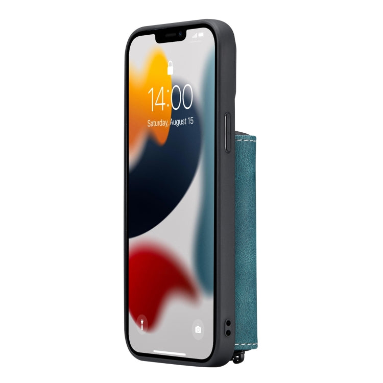 For iPhone 13 JEEHOOD Magnetic Zipper Horizontal Flip Leather Case with Holder & Card Slot & Wallet(Blue) - HoMEdemic™ 