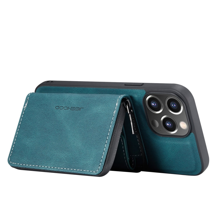 For iPhone 13 JEEHOOD Magnetic Zipper Horizontal Flip Leather Case with Holder & Card Slot & Wallet(Blue) - HoMEdemic™ 