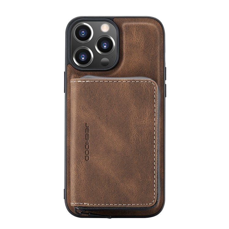 For iPhone 13 JEEHOOD Magnetic Zipper Horizontal Flip Leather Case with Holder & Card Slot & Wallet(Brown) - HoMEdemic™ 