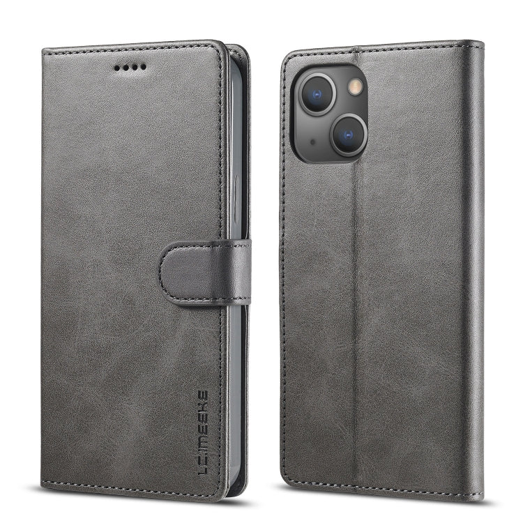 For iPhone 13 LC.IMEEKE Calf Texture Horizontal Flip Leather Case with Holder & Card Slots & Wallet(Grey) - HoMEdemic™ 