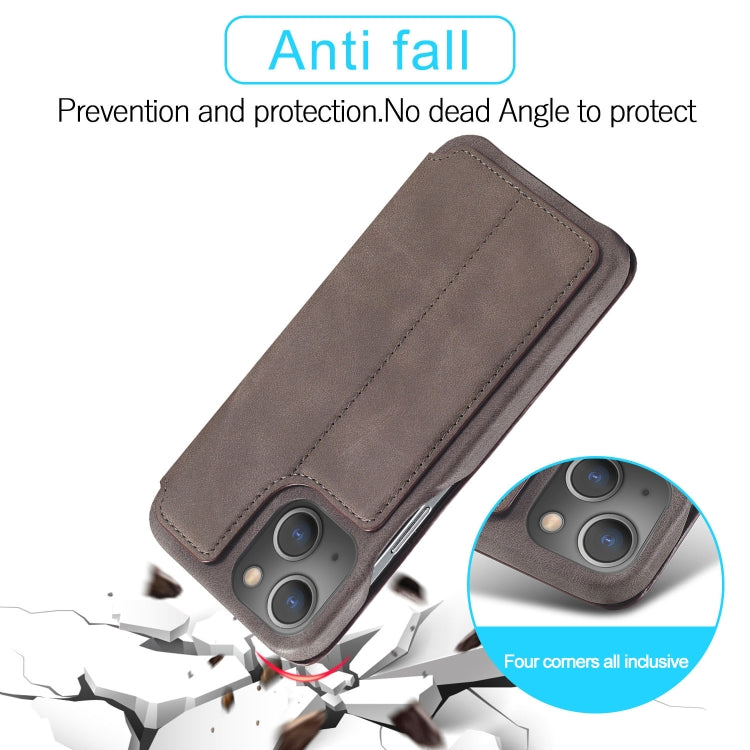For iPhone 13 LC.IMEEKE Hon Ancient Series Horizontal Flip Leather Case with Holder & Card Slot(Coffee) - HoMEdemic™ 