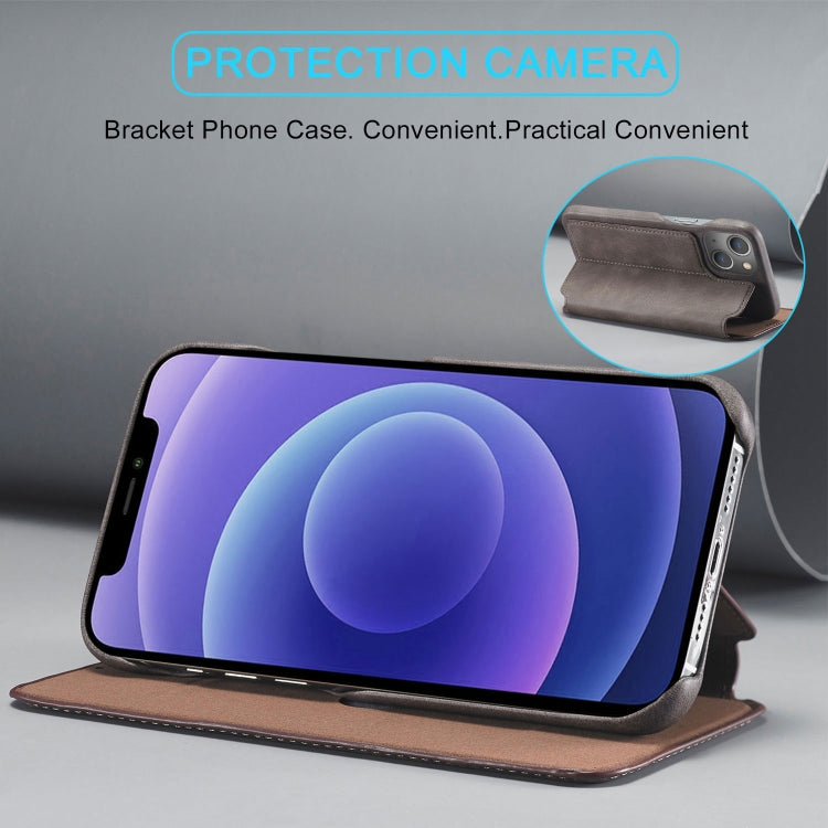 For iPhone 13 LC.IMEEKE Hon Ancient Series Horizontal Flip Leather Case with Holder & Card Slot(Coffee) - HoMEdemic™ 