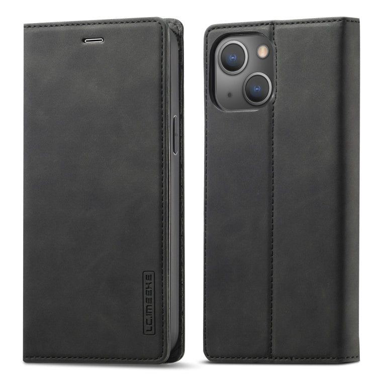 For iPhone 13 LC.IMEEKE Strong Magnetic PU + Matte TPU Horizontal Flip Leather Case with Holder & Card Slots & Wallet(Black) - HoMEdemic™ 