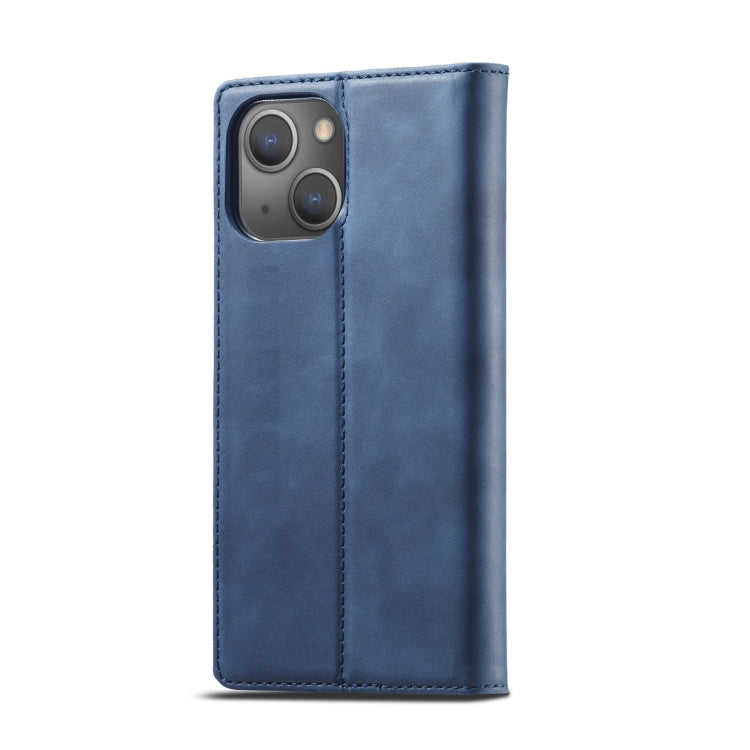 For iPhone 13 LC.IMEEKE Strong Magnetic PU + Matte TPU Horizontal Flip Leather Case with Holder & Card Slots & Wallet(Blue) - HoMEdemic™ 