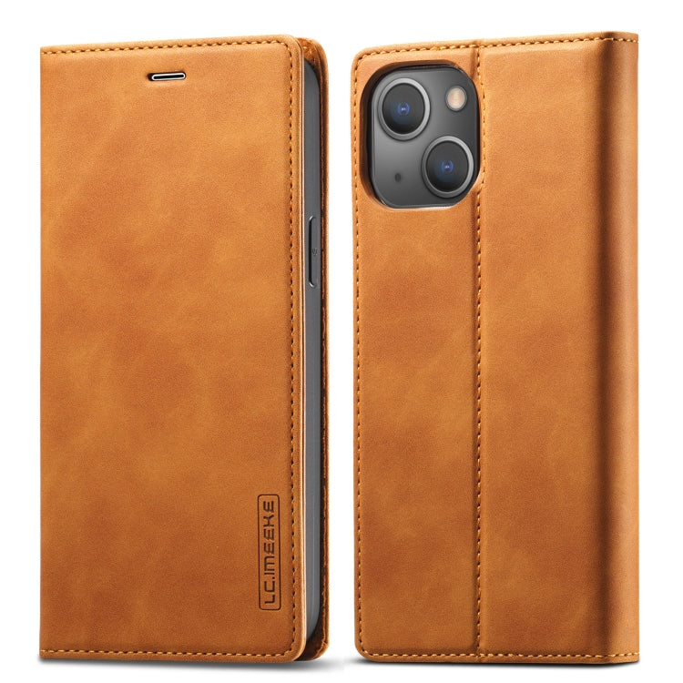 For iPhone 13 LC.IMEEKE Strong Magnetic PU + Matte TPU Horizontal Flip Leather Case with Holder & Card Slots & Wallet(Brown) - HoMEdemic™ 