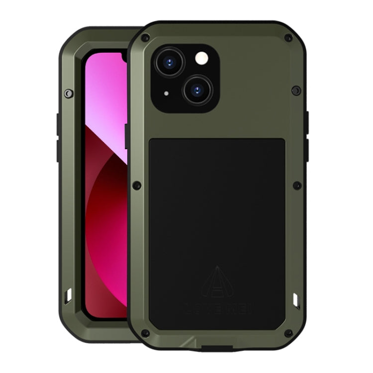 For iPhone 13 LOVE MEI Metal Shockproof Life Waterproof Dustproof Protective Phone Case(Army Green) - HoMEdemic™ 