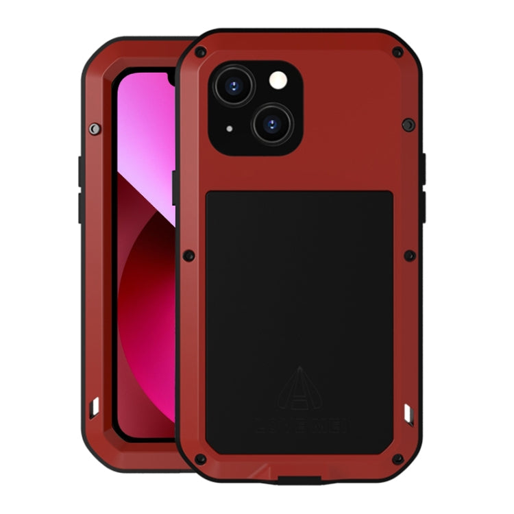For iPhone 13 LOVE MEI Metal Shockproof Life Waterproof Dustproof Protective Phone Case(Red) - HoMEdemic™ 