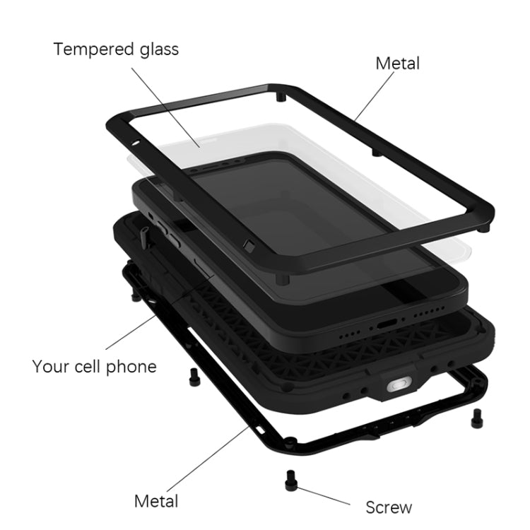 For iPhone 13 LOVE MEI Metal Shockproof Life Waterproof Dustproof Protective Phone Case(Red) - HoMEdemic™ 