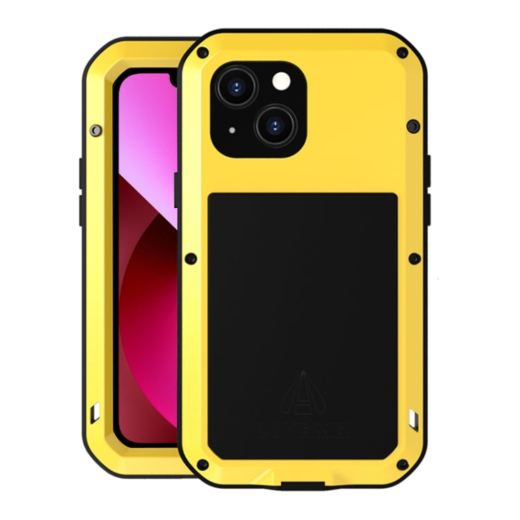 For iPhone 13 LOVE MEI Metal Shockproof Life Waterproof Dustproof Protective Phone Case(Yellow) - HoMEdemic™ 