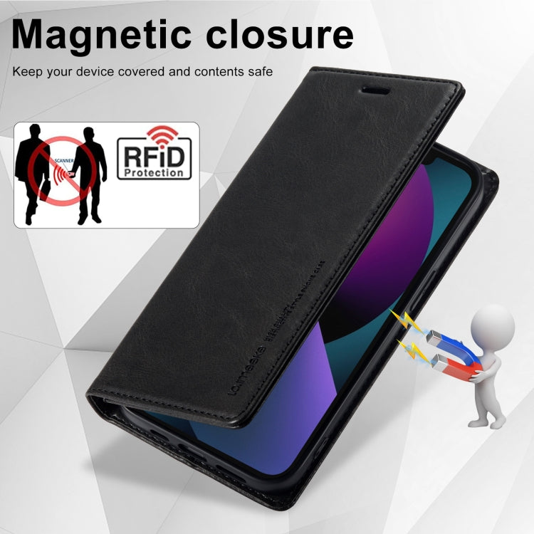 For iPhone 13 Mini LC.IMEEKE RFID Anti-theft Leather Phone Case(Black) - HoMEdemic™ 