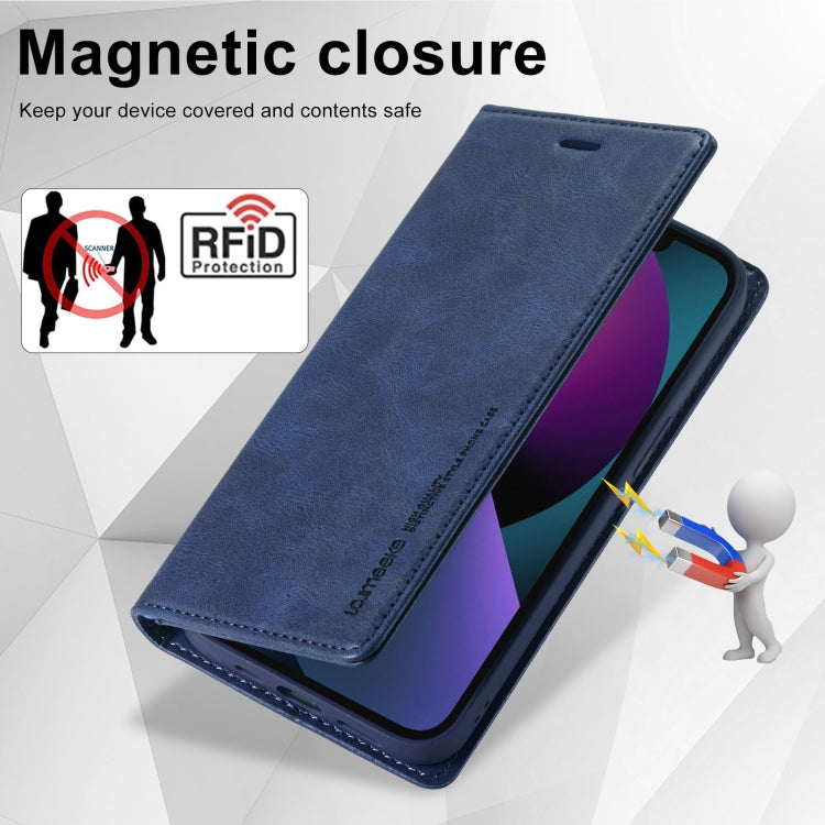 For iPhone 13 Mini LC.IMEEKE RFID Anti-theft Leather Phone Case(Blue) - HoMEdemic™ 