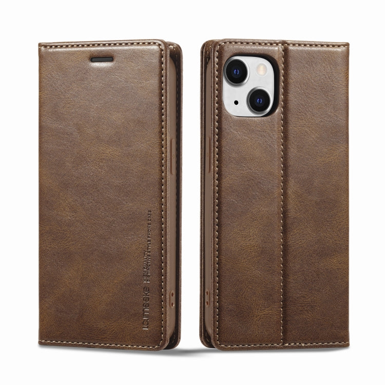 For iPhone 13 Mini LC.IMEEKE RFID Anti-theft Leather Phone Case(Brown) - HoMEdemic™ 