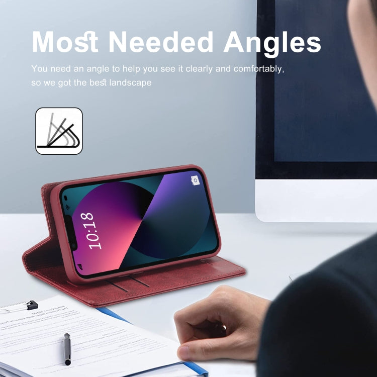 For iPhone 13 Mini LC.IMEEKE RFID Anti-theft Leather Phone Case(Red) - HoMEdemic™ 