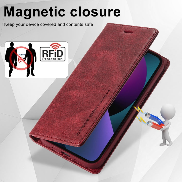 For iPhone 13 Mini LC.IMEEKE RFID Anti-theft Leather Phone Case(Red) - HoMEdemic™ 