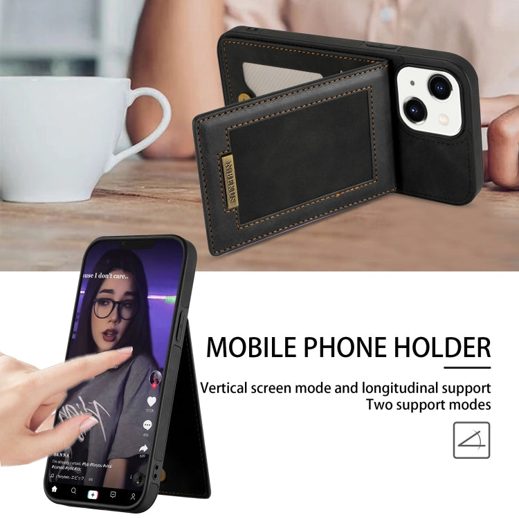 For iPhone 13 N.BEKUS Vertical Flip Card Slot RFID Phone Case(Black) - HoMEdemic™ 