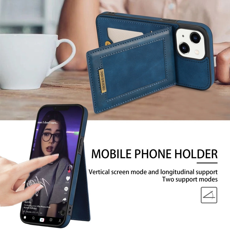 For iPhone 13 N.BEKUS Vertical Flip Card Slot RFID Phone Case(Blue) - HoMEdemic™ 