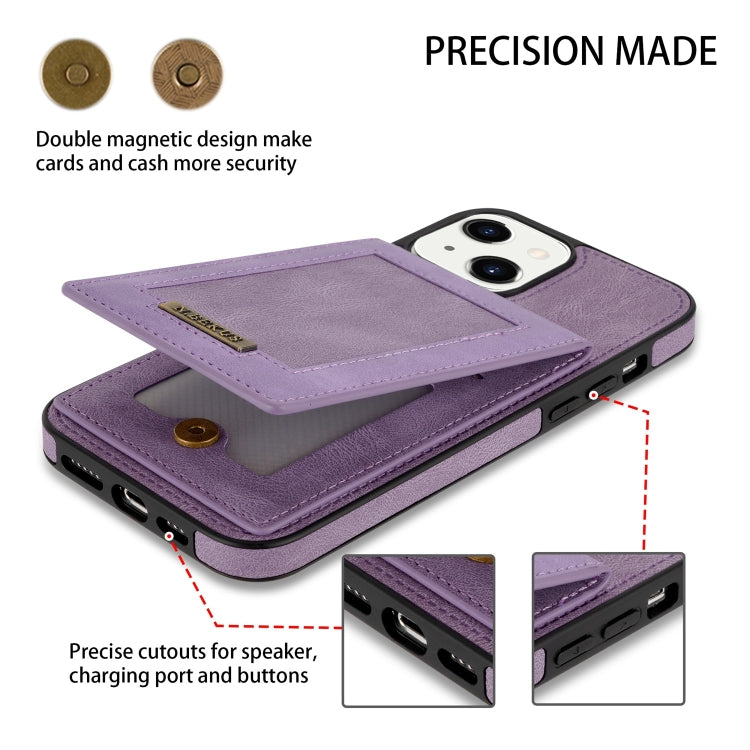For iPhone 13 N.BEKUS Vertical Flip Card Slot RFID Phone Case(Purple) - HoMEdemic™ 