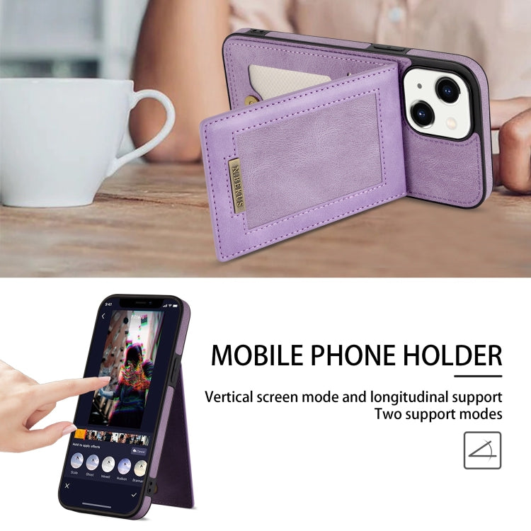 For iPhone 13 N.BEKUS Vertical Flip Card Slot RFID Phone Case(Purple) - HoMEdemic™ 