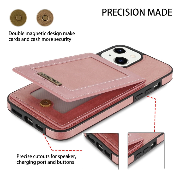 For iPhone 13 N.BEKUS Vertical Flip Card Slot RFID Phone Case(Rose Gold) - HoMEdemic™ 