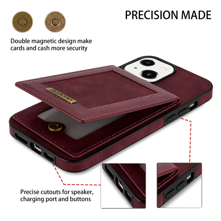 For iPhone 13 N.BEKUS Vertical Flip Card Slot RFID Phone Case(Wine Red) - HoMEdemic™ 