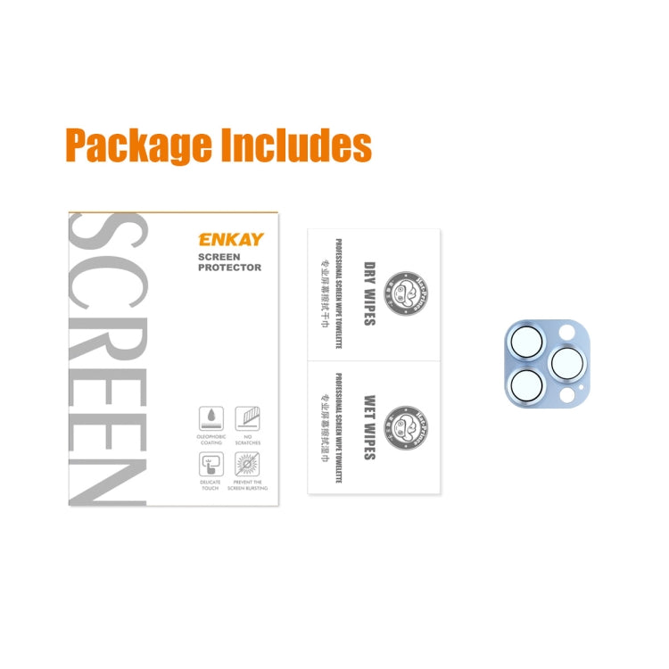 For iPhone 13 Pro / 13 Pro Max ENKAY Aluminium Alloy + Tempered Glass Camera Lens Cover (Sierra Blue) - HoMEdemic™ 