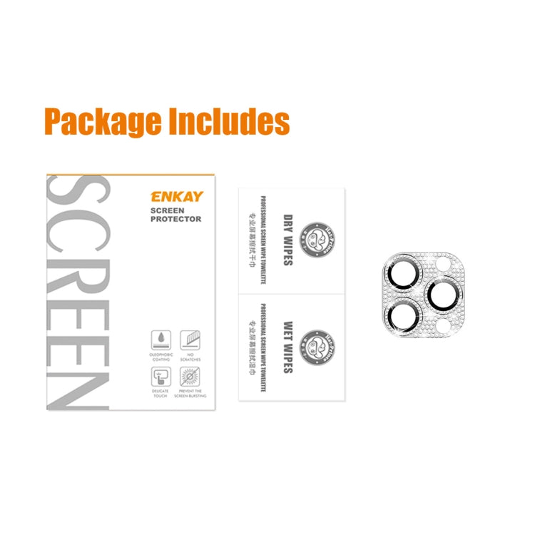 For iPhone 13 Pro / 13 Pro Max ENKAY Hat-Prince Blink Diamond Camera Lens Aluminium Alloy Tempered Glass Film(Silver) - HoMEdemic™ 