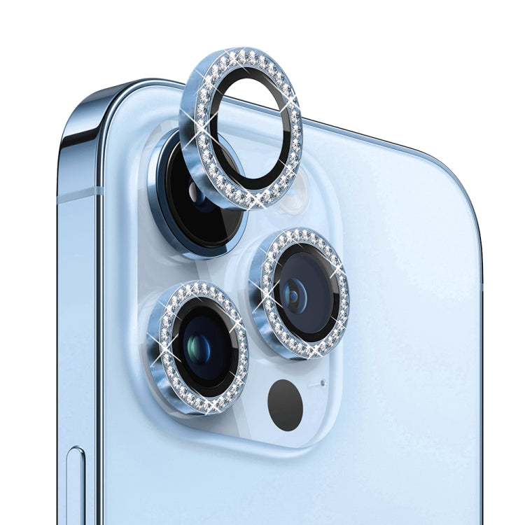 For iPhone 13 Pro / 13 Pro Max NORTHJO Camera Lens Protector Tempered Glass Metal Rhinestone Ring Film(Blue) - HoMEdemic™ 