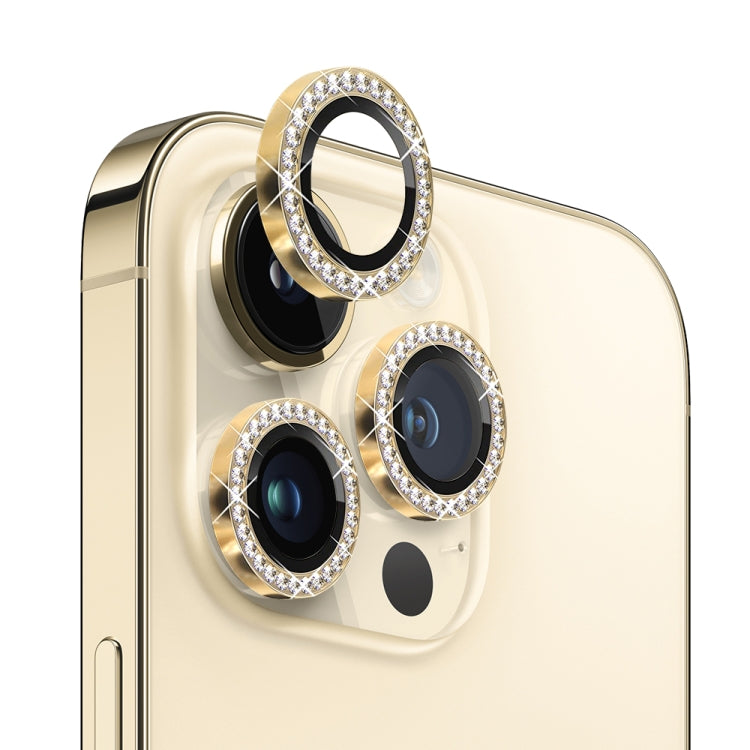 For iPhone 13 Pro / 13 Pro Max NORTHJO Camera Lens Protector Tempered Glass Metal Rhinestone Ring Film(Gold) - HoMEdemic™ 